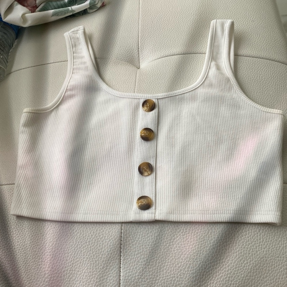 NWOT white button crop top from SHEIN